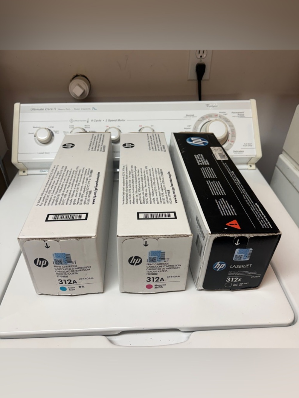 3 x HP 312A new Original Toner - Cyan, Magenta, black, sealed box.